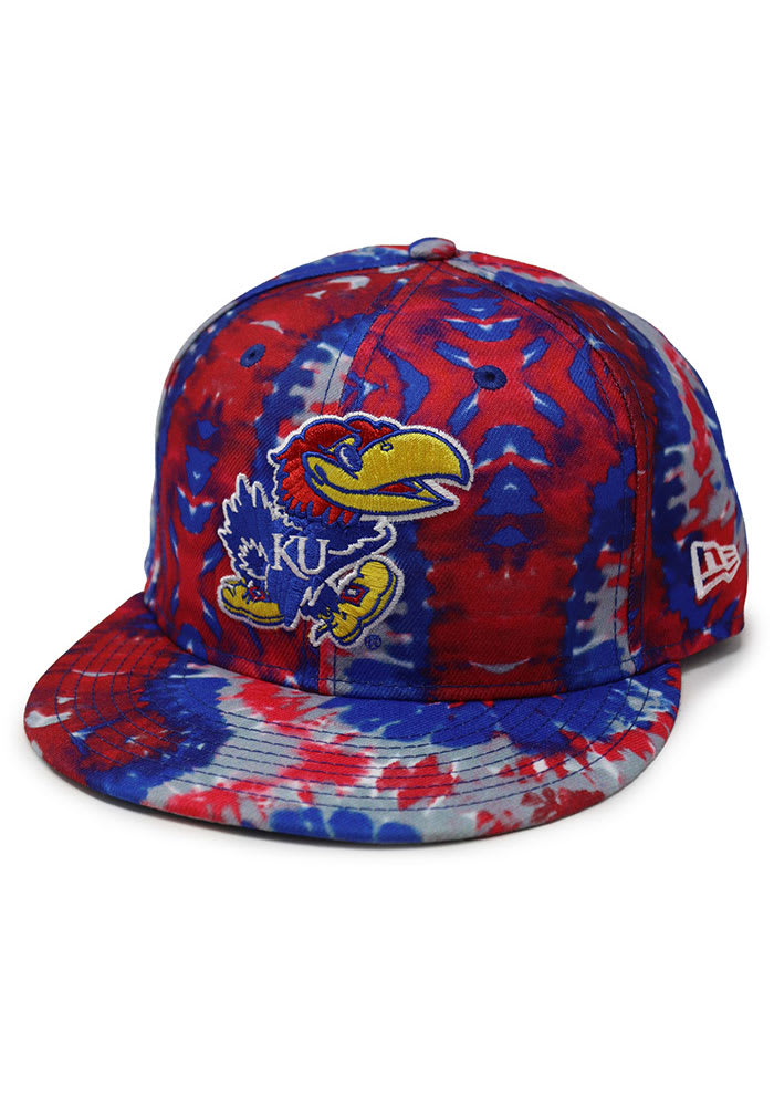 New Era Kansas Jayhawks Mens Blue Kansas Jayhawks 3-Tone Tie Dye 59FIFTY Fitted Hat