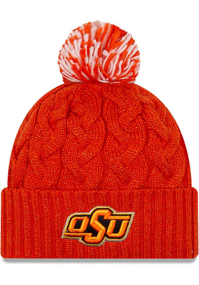 New Era Oklahoma State Cowboys Orange Cozy Cable Cuff Pom Womens Knit Hat