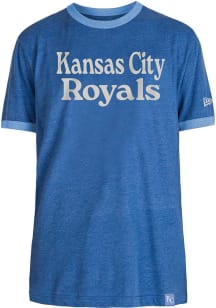 New Era Kansas City Royals Blue BRUSHED BI-BLEND RINGER Short Sleeve Fashion T Shirt