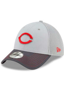 New Era Cincinnati Reds Mens Grey Gray Neo 39THIRTY Flex Hat