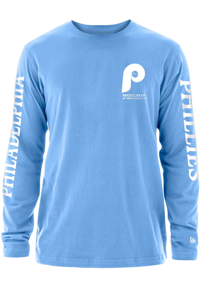New Era Philadelphia Phillies Light Blue ENERGY BRUSHED COTTON Long Sleeve T Shirt