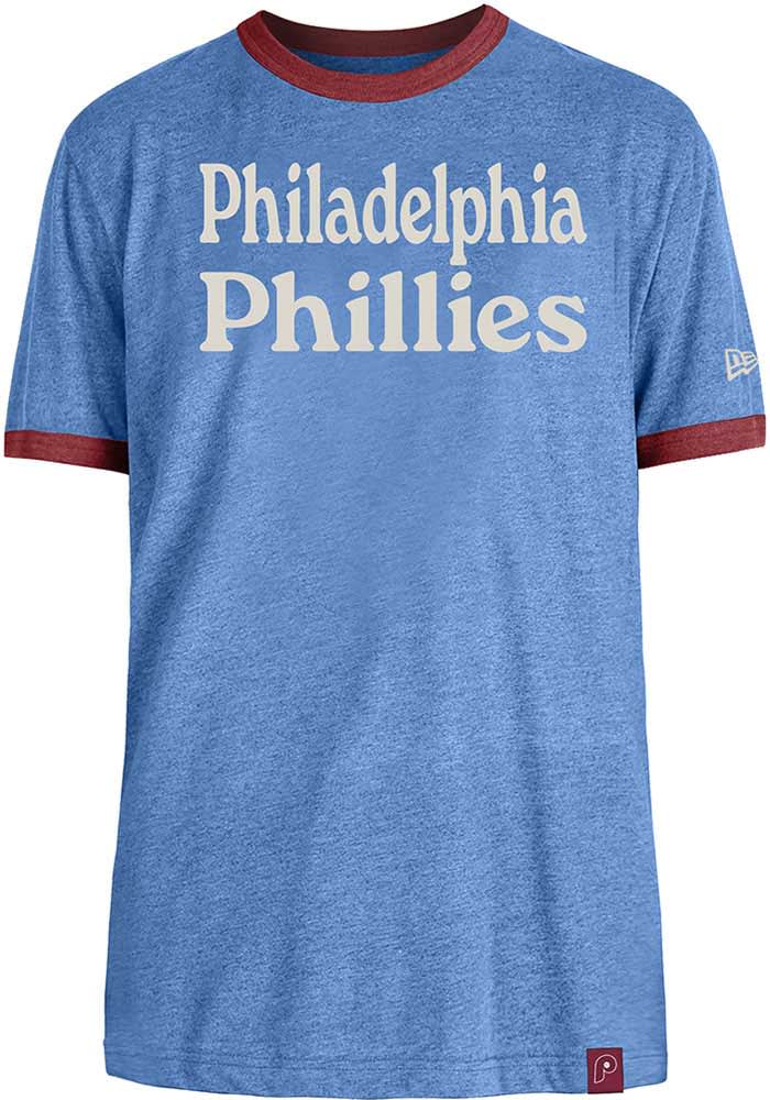 Men's Philadelphia Phillies New Era Heathered Light Blue Ringer Pullover  Sweatshirt