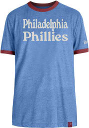 New Era Philadelphia Phillies Light Blue BRUSHED BI-BLEND RINGER Short Sleeve Fashion T Shirt
