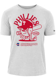 New Era Philadelphia Phillies White CARTOON BASEBALL BI-BLEND Short Sleeve T Shirt