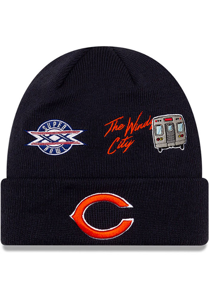 New Era Chicago Bears Blue City Transit Knit Mens Knit Hat