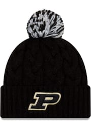 New Era Purdue Boilermakers Black Cozy Cable Cuff Pom Womens Knit Hat