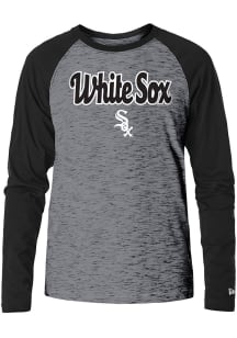 New Era Chicago White Sox Black Script Logo Long Sleeve Fashion T Shirt