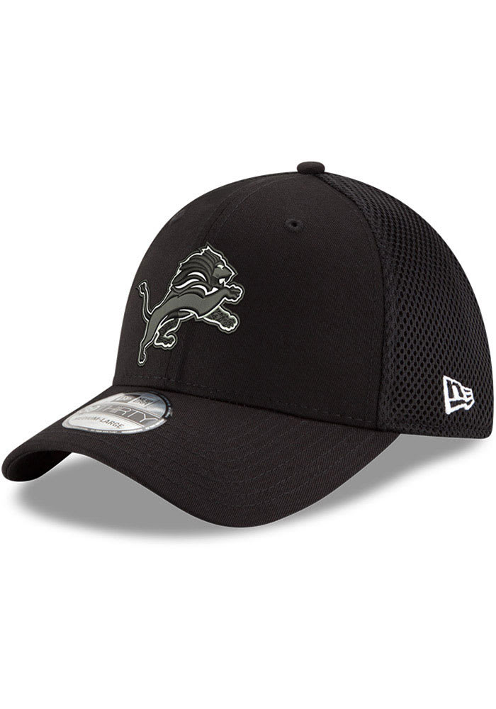 Detroit Lions GCP Black and White NEO 39THIRTY Black New Era Flex Hat