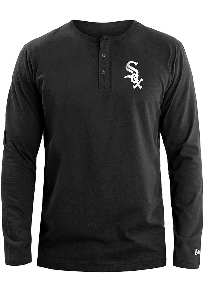 New Era Chicago White Sox Black Logo Left Chest Long Sleeve Fashion T Shirt