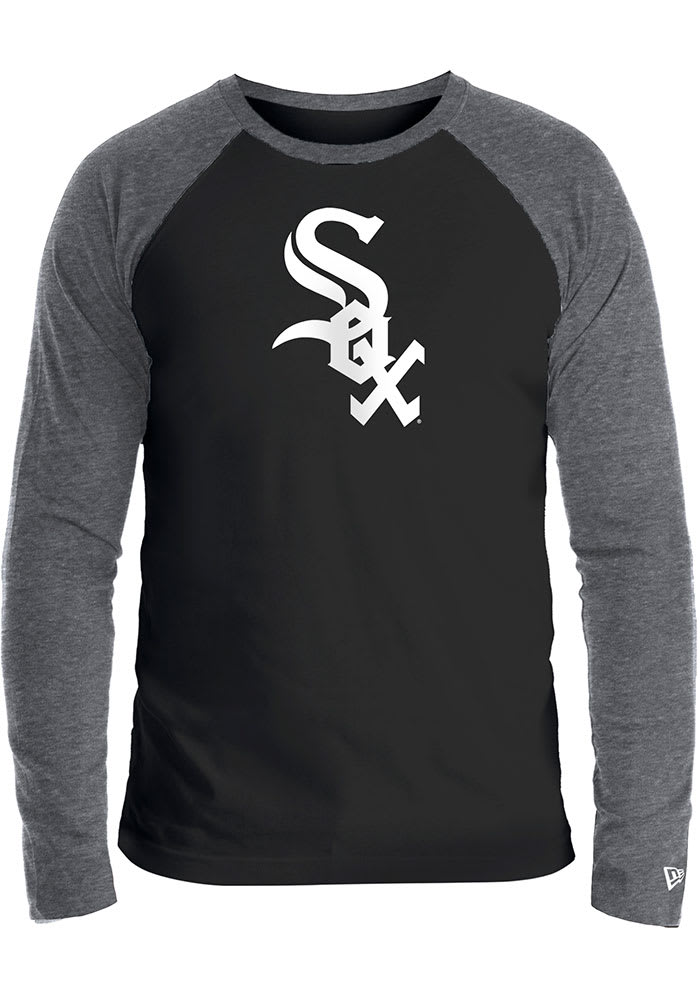New Era Chicago White Sox Black Full Chest Logo Long Sleeve Fashion T Shirt