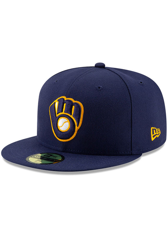 New Era Milwaukee Brewers Alt Logo Team Classic 39THIRTY Navy Stretch Fit  Hat