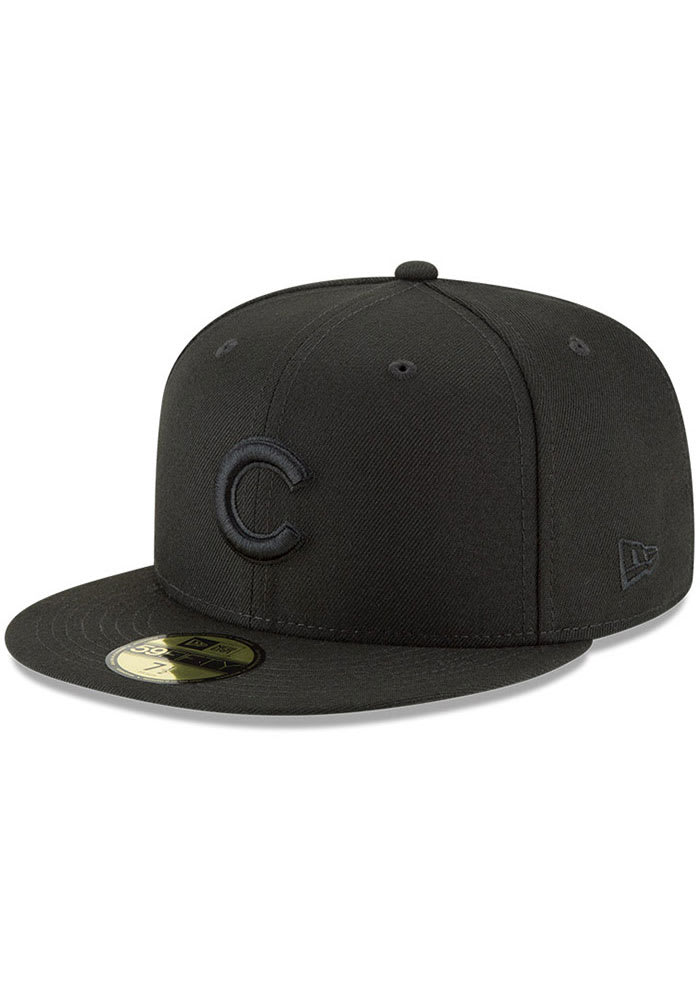 New Era Chicago Cubs Mens Black Black 59FIFTY Fitted Hat