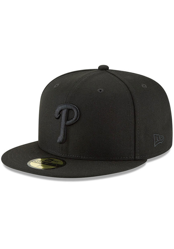 New Era Philadelphia Phillies Mens Black Basic Black 59FIFTY Fitted Hat