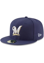 New Era Milwaukee Brewers Mens Navy Blue AC Game 2017 59FIFTY Fitted Hat