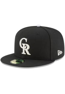 New Era Colorado Rockies Mens Black Black and White 59FIFTY Fitted Hat