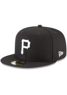 New Era Pittsburgh Pirates Mens Black Basic Black and White 59FIFTY Fitted Hat