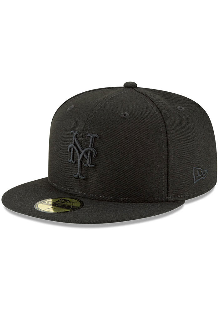 New Era New York Mets Mens Black Basic Black 59FIFTY Fitted Hat