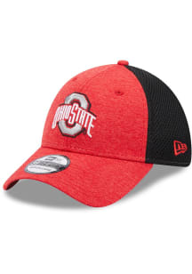 New Era Ohio State Buckeyes Red JR Shadowed 39THIRTY Youth Flex Hat