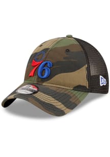 New Era Philadelphia 76ers Camo Basic 9TWENTY Adjustable Hat - Green