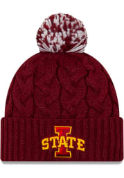 New Era Iowa State Cyclones Red Cozy Cable Pom Womens Knit Hat