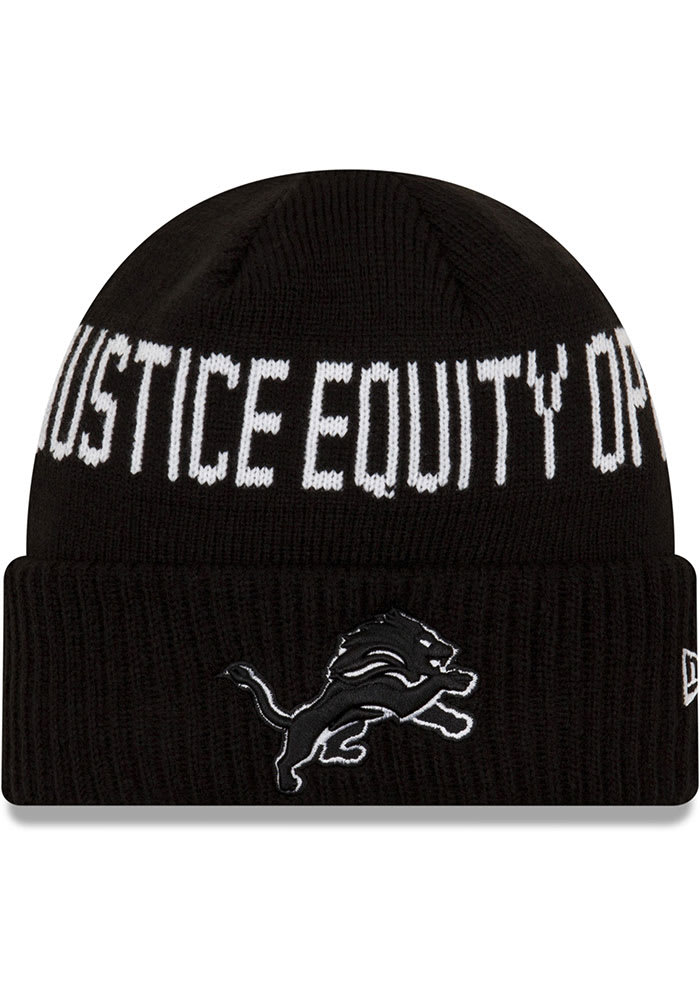 New Era Detroit Lions Black NFL 2021 Social Justice Knit Mens Knit Hat
