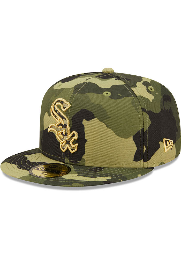 New Era Chicago White Sox Mens Green 2022 Armed Forces Day 59FIFTY Fitted Hat