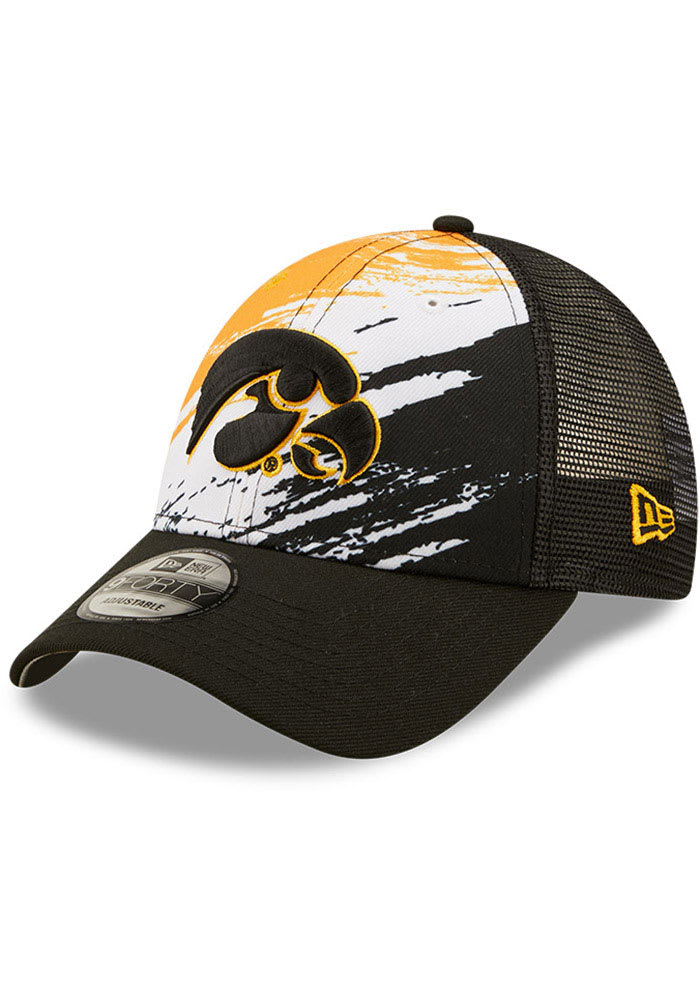 New Era Iowa Hawkeyes Marble 9FORTY Adjustable Hat - Black
