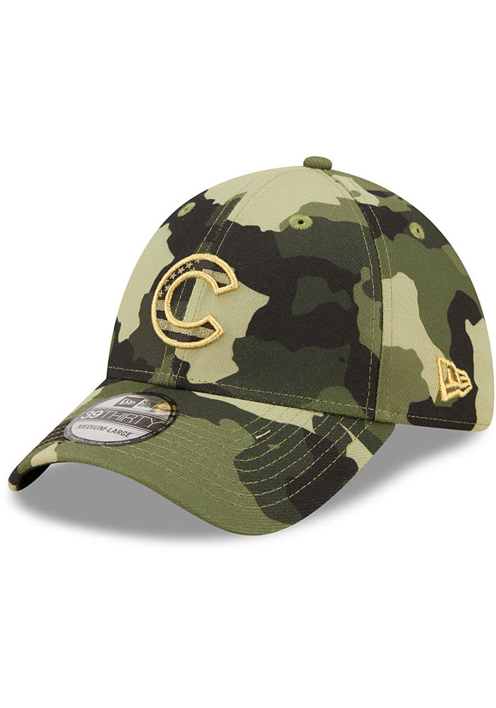 New Era Chicago Cubs Mens Green 2022 Armed Forces Day 39THIRTY Flex Hat