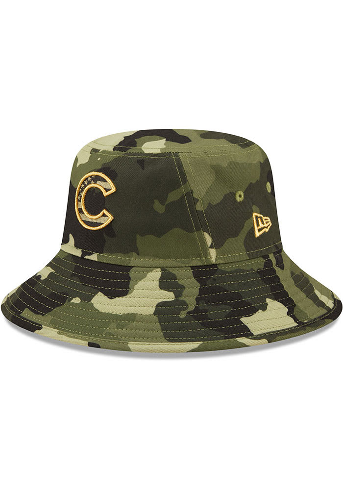 New Era Chicago Cubs Green 2022 Armed Forces Day Mens Bucket Hat
