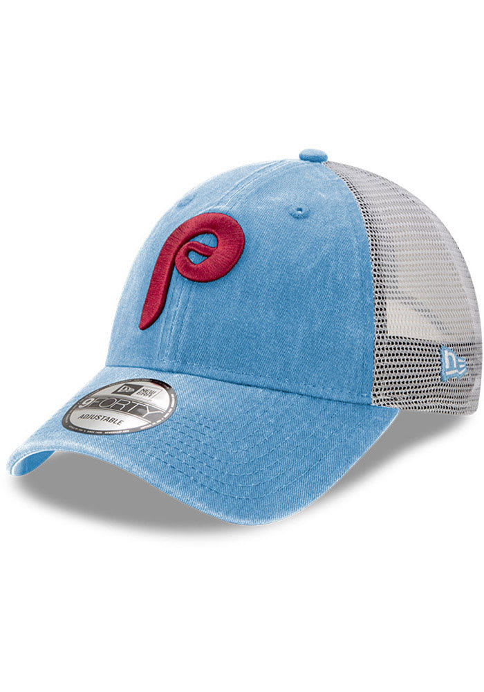 New Era Philadelphia Phillies Cooperstown Trucker 9FORTY Adjustable Hat - Light Blue