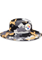 New Era Pittsburgh Steelers Grey 2022 Training Camp Panama Mens Bucket Hat