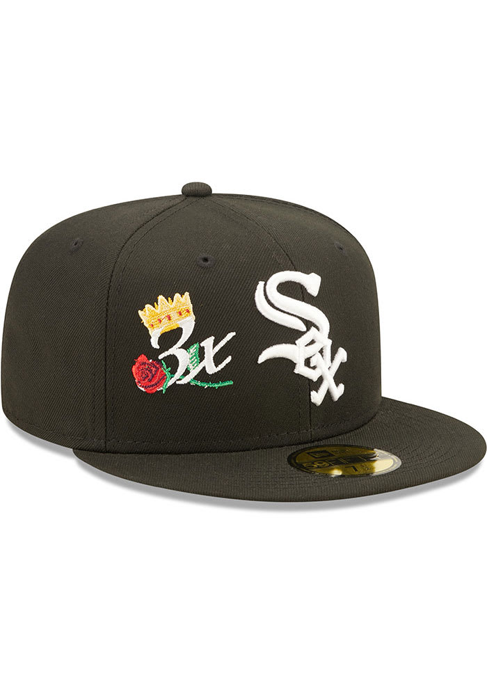 New Era Chicago White Sox Mens Black CROWN CHAMPS 5950 Fitted Hat