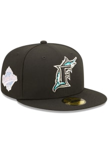New Era Miami Marlins Mens Black POP SWEAT 5950 Fitted Hat