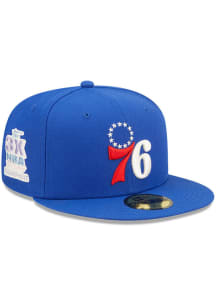 New Era Philadelphia 76ers Mens Blue POP SWEAT 5950 Fitted Hat
