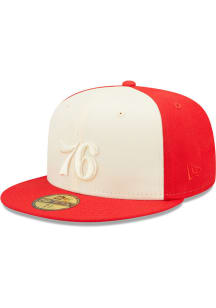 New Era Philadelphia 76ers Mens Red TONAL 2 TONE 5950 Fitted Hat