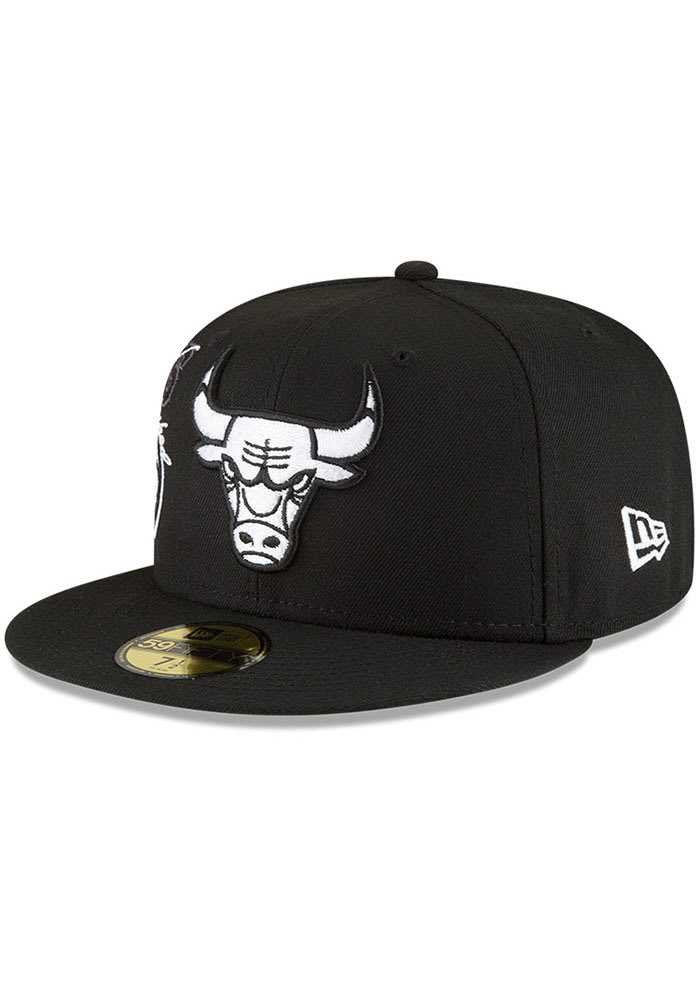 New Era Chicago Bulls Mens Black NBA Back Half 59FIFTY Fitted Hat