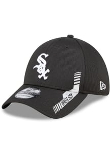 New Era Chicago White Sox Mens Black Team Vize 39THIRTY Flex Hat
