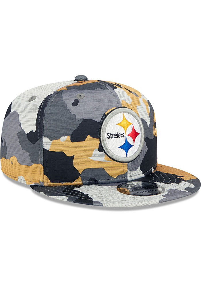 New Era Pittsburgh Steelers Grey 2022 Training Camp 9FIFTY Mens Snapback Hat