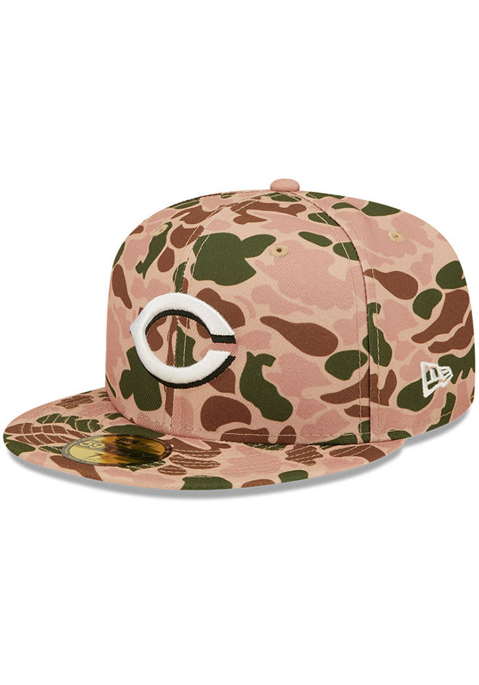 Cincinnati Reds Mens Duck Camo 59FIFTY TAN New Era Fitted Hat