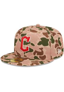 New Era Cleveland Guardians Mens Tan Duck Camo 59FIFTY Fitted Hat