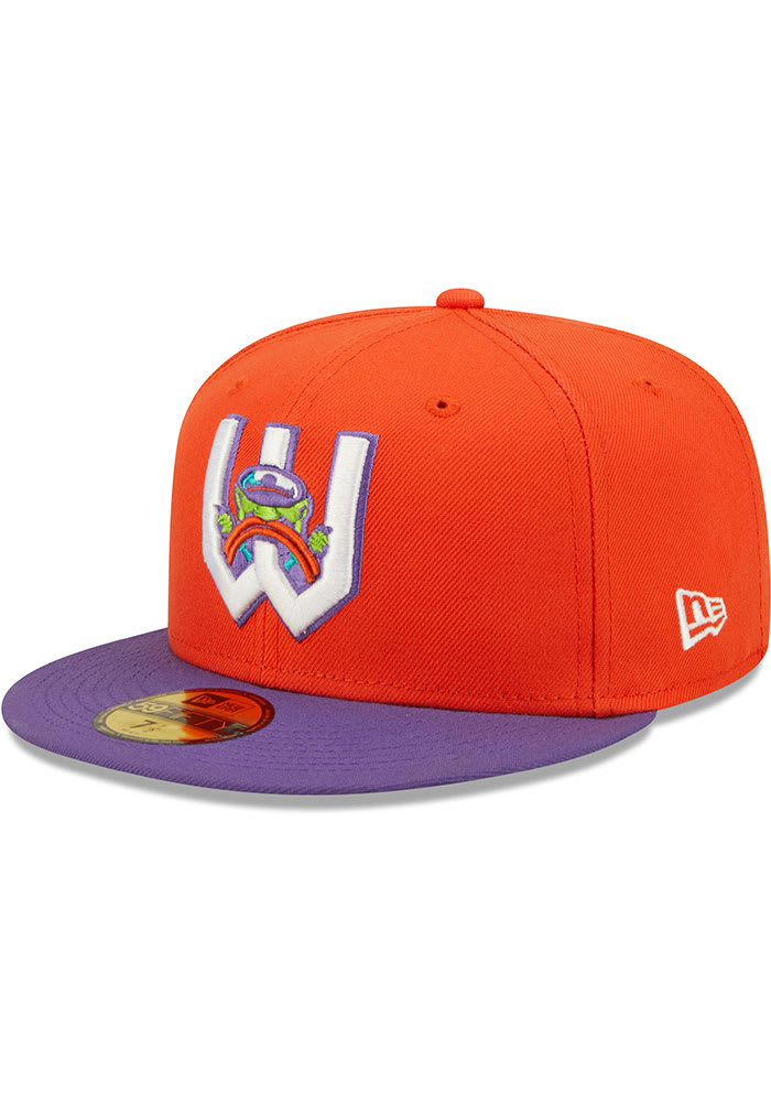 New Era Wichita Wind Surge Orange 2022 Milb Theme Night 59FIFTY Fitted Hat, Orange, POLYESTER, Size 7 1/4, Rally House