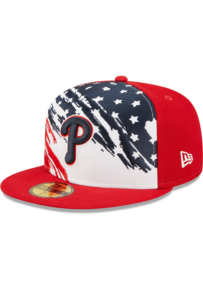 New Era Philadelphia Phillies Mens Red 2022 4th of July 59FIFTY Fitted Hat