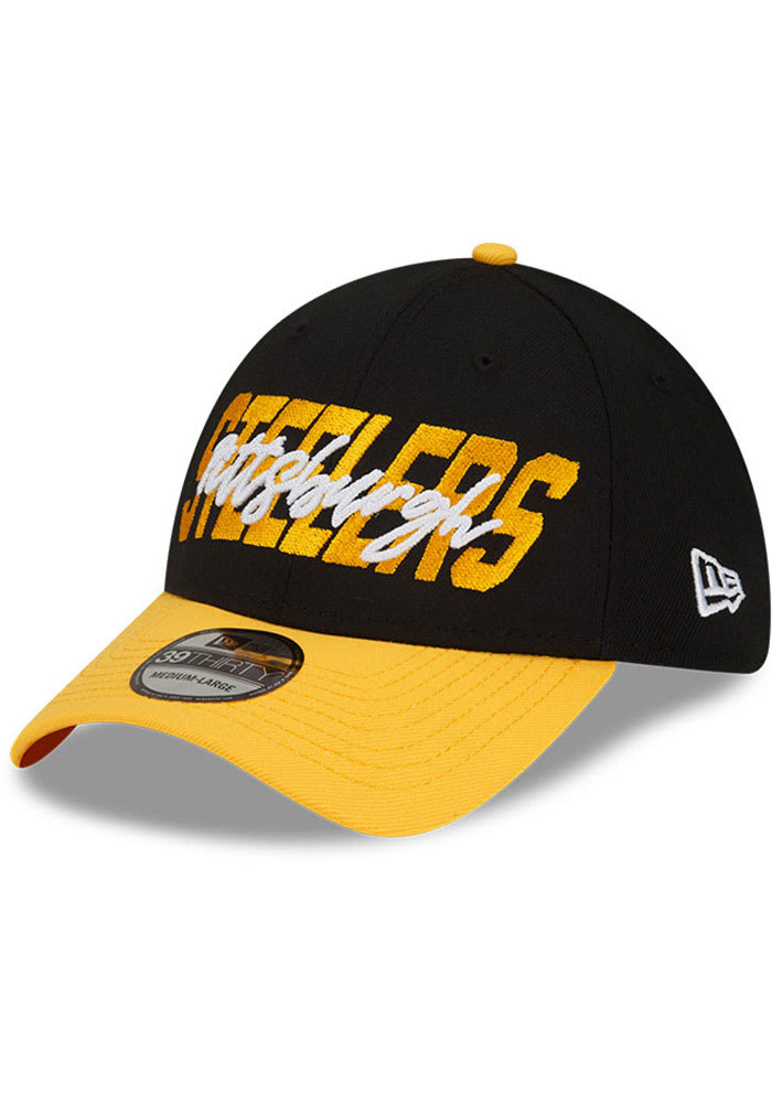 New Era Pittsburgh Steelers Mens Black 2022 NFL Draft 39THIRTY Flex Hat