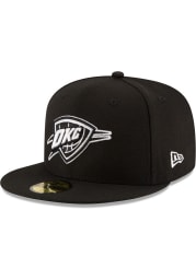 New Era Oklahoma City Thunder Mens Black Black and White 59FIFTY Fitted Hat