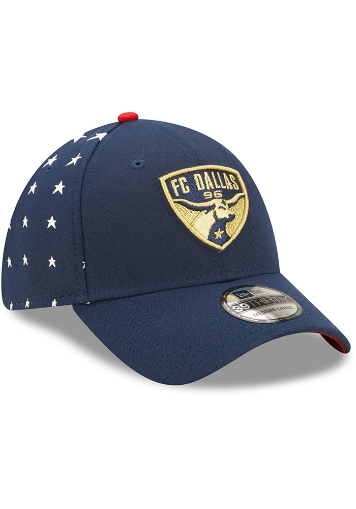 New Era FC Dallas Mens Navy Blue MLS 2022 Americana 39THIRTY Flex Hat
