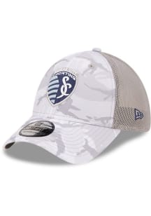 New Era Sporting Kansas City Mens Grey MLS 2022 Salute to Service 39THIRTY Flex Hat