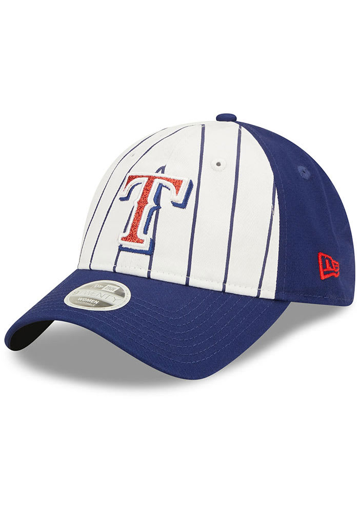 New Era Texas Rangers Blue Womens Striped Glam 9TWENTY Womens Adjustable Hat
