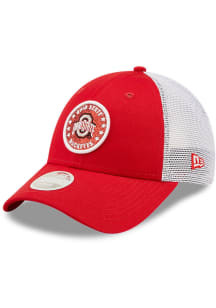 New Era Ohio State Buckeyes Red Womens Glitter Circle 9FORTY Womens Adjustable Hat