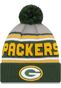 New Era Green Bay Packers Grey Cheer Cuff Pom Mens Knit Hat