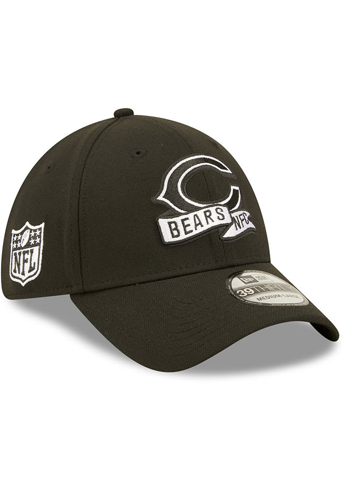 New Era Chicago Bears Mens Black 2022 Sideline BW 39THIRTY Flex Hat